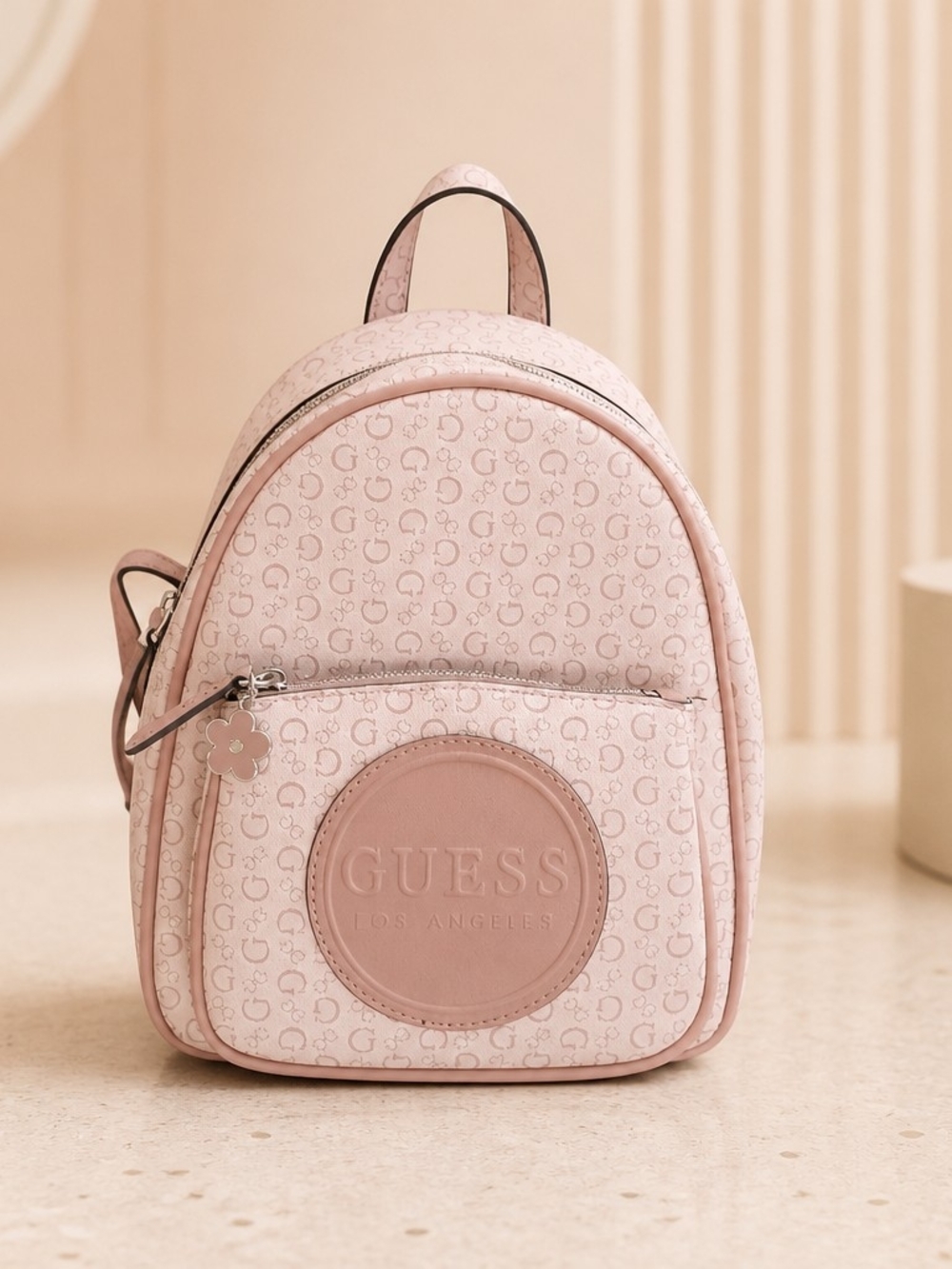 GUESS Light Pink Logo Mini Backpack